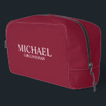 Classic Personalized Groomsman Name Dopp Kit<br><div class="desc">Classic Personalized Groomsman Gifts
featuring personalized groomsman's name and title in white classic serif font style on burgundy red background.

Also perfect for Best Man,  Father of the Bride and more.</div>
