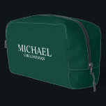 Classic Personalized Groomsman Name Dopp Kit<br><div class="desc">Classic Personalized Groomsman Gifts
featuring personalized groomsman's name and title in white classic serif font style on emerald green background.

Also perfect for Best Man,  Father of the Bride and more.</div>