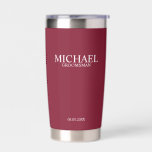 Classic Personalized Groomsman Name Insulated Tumbler<br><div class="desc">Classic Personalized Groomsman Gifts
featuring personalized groomsman's name,  title and wedding date in white classic serif font style on burgundy red background.

Also perfect for Best Man,  Father of the Bride and more.</div>