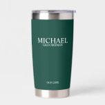 Classic Personalized Groomsman Name Insulated Tumbler<br><div class="desc">Classic Personalized Groomsman Gifts
featuring personalized groomsman's name,  title and wedding date in white classic serif font style on emerald green background.

Also perfect for Best Man,  Father of the Bride and more.</div>
