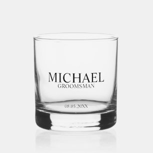 Classic Personalized Groomsman Name Whiskey Glass