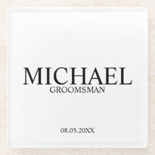 Classic Personalized Groomsmen Glass Coaster