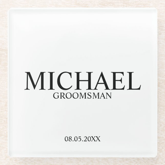 Classic Personalized Groomsmen Glass Coaster (Front)