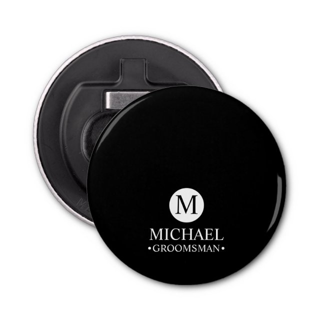 Classic Personalized Groomsmen Monogram and Name Bottle Opener (Front)