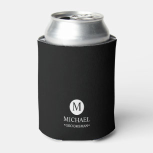 Classic Personalized Groomsmen Monogram and Name Can Cooler