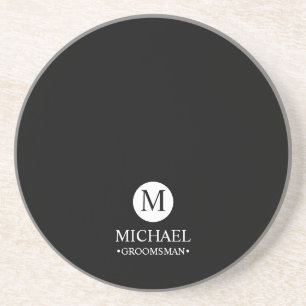 Classic Personalized Groomsmen Monogram and Name Coaster