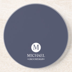 Classic Personalized Groomsmen Monogram and Name Coaster