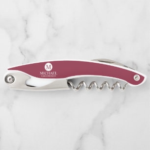 Classic Personalized Groomsmen Monogram and Name Corkscrew