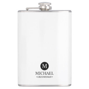 Classic Personalized Groomsmen Monogram and Name Hip Flask