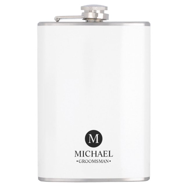 Classic Personalized Groomsmen Monogram and Name Hip Flask (Front)