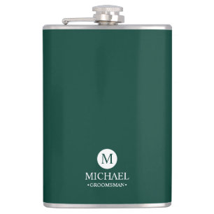Classic Personalized Groomsmen Monogram and Name Hip Flask