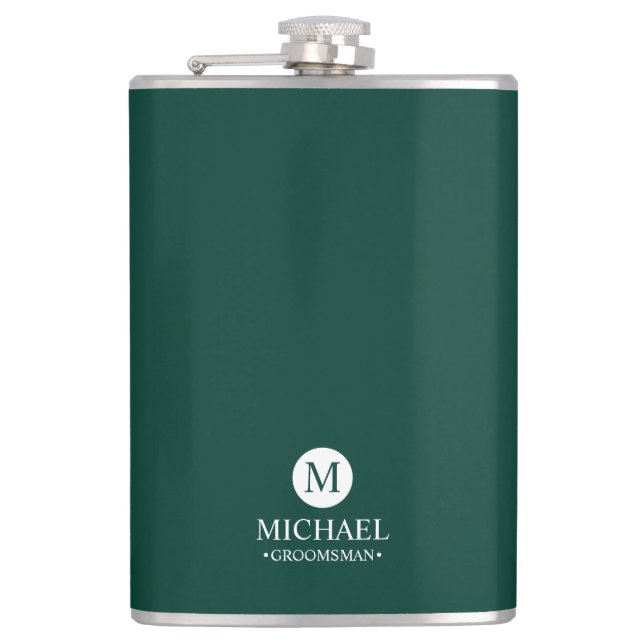 Classic Personalized Groomsmen Monogram and Name Hip Flask (Front)