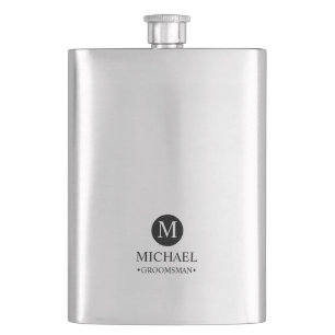 Classic Personalized Groomsmen Monogram and Name Hip Flask