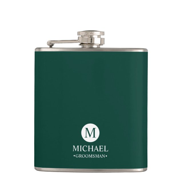 Classic Personalized Groomsmen Monogram and Name Hip Flask (Front)