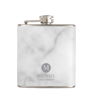 Classic Personalized Groomsmen Monogram and Name Hip Flask