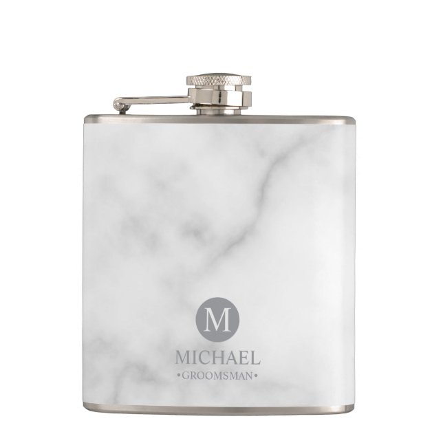 Classic Personalized Groomsmen Monogram and Name Hip Flask (Front)