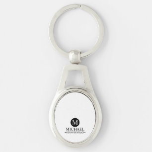 Classic Personalized Groomsmen Monogram and Name Keychain