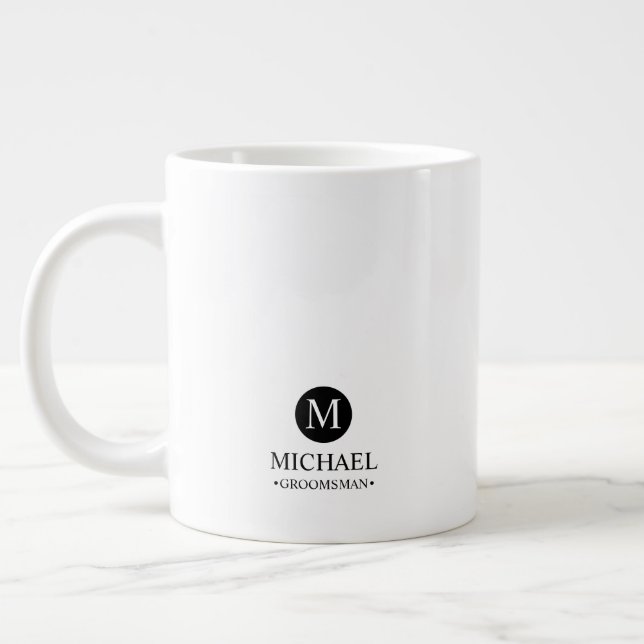 Classic Personalized Groomsmen Monogram and Name Large Coffee Mug (Left)