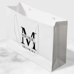 Classic Personalized Groomsmen Monogram and Name Large Gift Bag<br><div class="desc">Classic Personalized Groomsmen Gifts
featuring personalized groomsman's monogram,  name and title in black classic serif font style on white background.

Also perfect for best man,  father of the bride and more.</div>