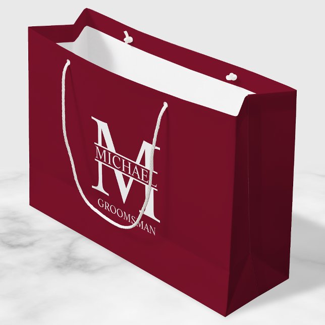 Classic Personalized Groomsmen Monogram and Name Large Gift Bag (Creator Uploaded)