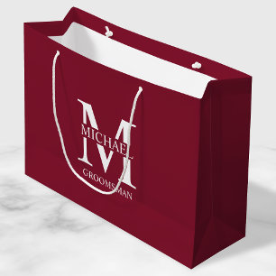 Classic Personalized Groomsmen Monogram and Name Large Gift Bag