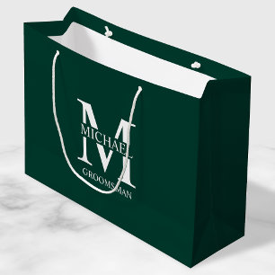 Classic Personalized Groomsmen Monogram and Name Large Gift Bag