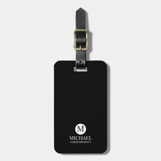 Classic Personalized Groomsmen Monogram and Name Luggage Tag (Front Vertical)