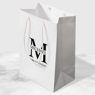 Classic Personalized Groomsmen Monogram and Name Medium Gift Bag