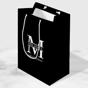 Classic Personalized Groomsmen Monogram and Name Medium Gift Bag