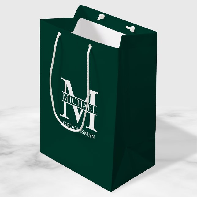 Classic Personalized Groomsmen Monogram and Name Medium Gift Bag (Creator Uploaded)