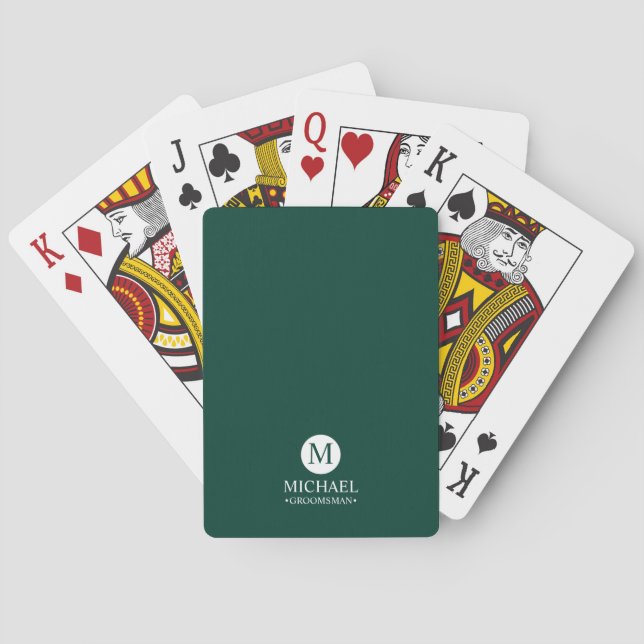 Classic Personalized Groomsmen Monogram and Name Playing Cards (Back)