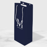 Classic Personalized Groomsmen Monogram and Name Wine Gift Bag<br><div class="desc">Classic Personalized Groomsmen Gifts
featuring personalized groomsman's monogram,  name and title in white classic serif font style on navy blue background.

Also perfect for best man,  father of the bride and more.</div>