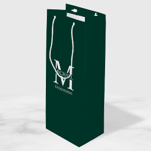 Classic Personalized Groomsmen Monogram and Name Wine Gift Bag