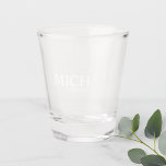 Classic Personalized Groomsmen Shot Glass<br><div class="desc">Classic Personalized Groomsmen Shot Glass
featuring personalized groomsman's name with title and wedding date in white classic serif font style.

Also perfect for Best Man,  Father of the Bride and more.</div>