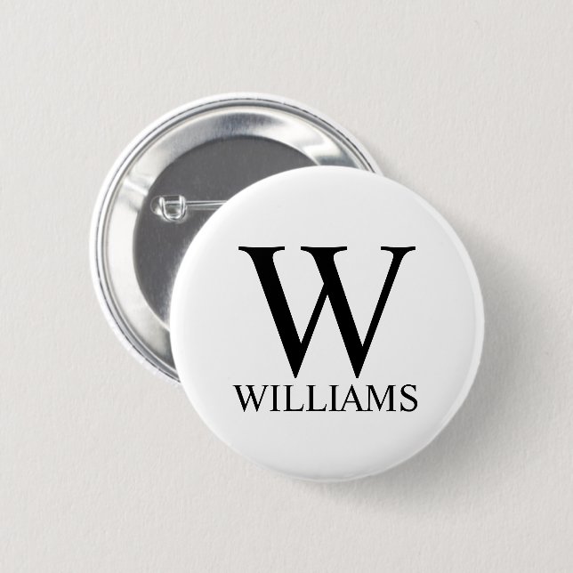 Classic Personalized Monogram and Name 2 Inch Round Button (Front & Back)