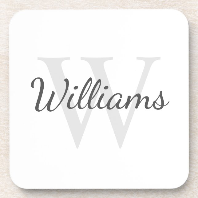 Classic Personalized Monogram and Name Coaster (Front)