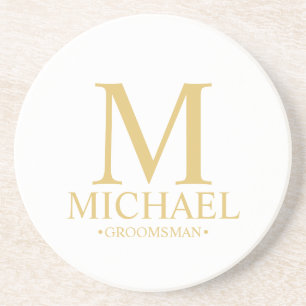 Classic Personalized Monogram and Name Groomsman Coaster