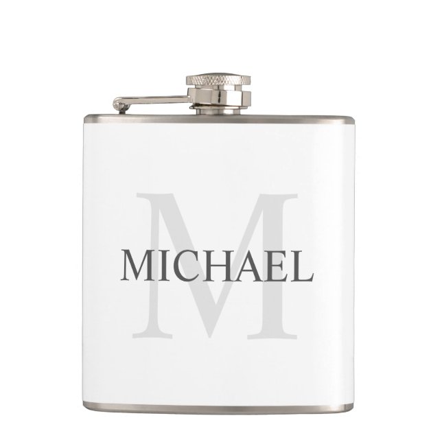 Classic Personalized Monogram and Name Hip Flask (Front)