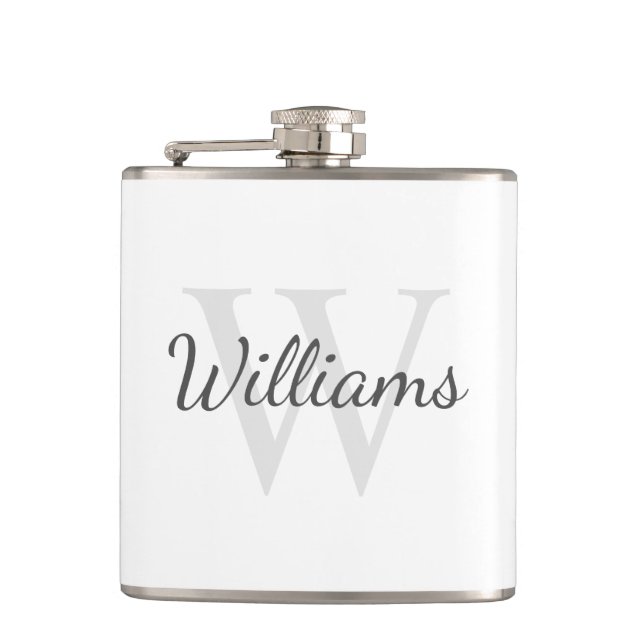 Classic Personalized Monogram and Name Hip Flask (Front)