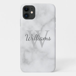 Classic Personalized Monogram and Name Marble Look iPhone 11 Case