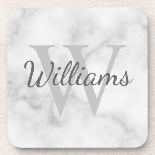 Classic Personalized Monogram and Name Marble Look Coaster