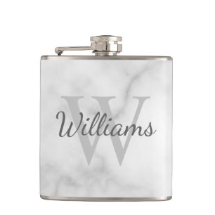 Classic Personalized Monogram and Name Marble Look Hip Flask