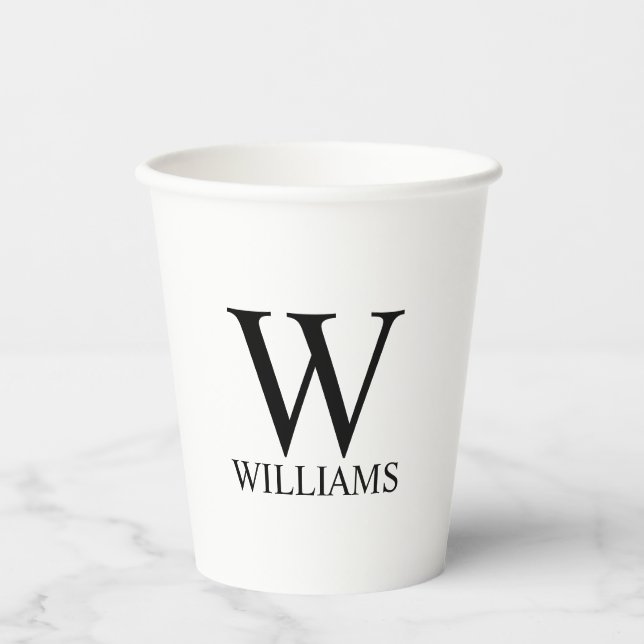 Classic Personalized Monogram and Name Paper Cups (Front)