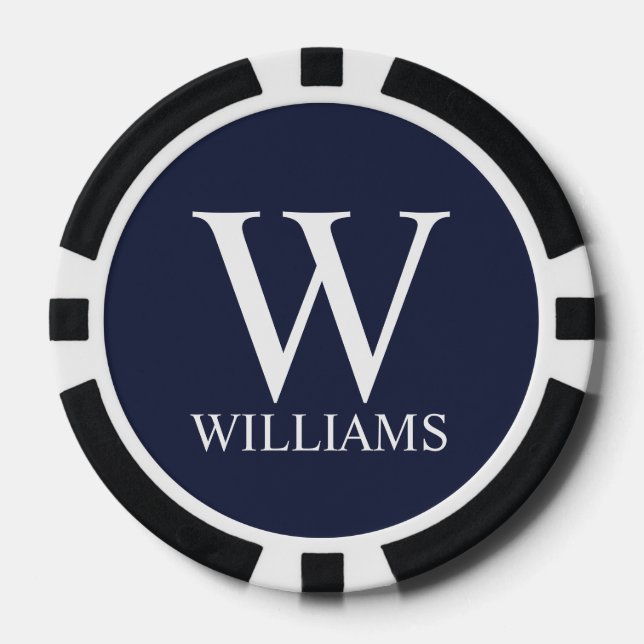 Classic Personalized Monogram and Name Poker Chips (Front)
