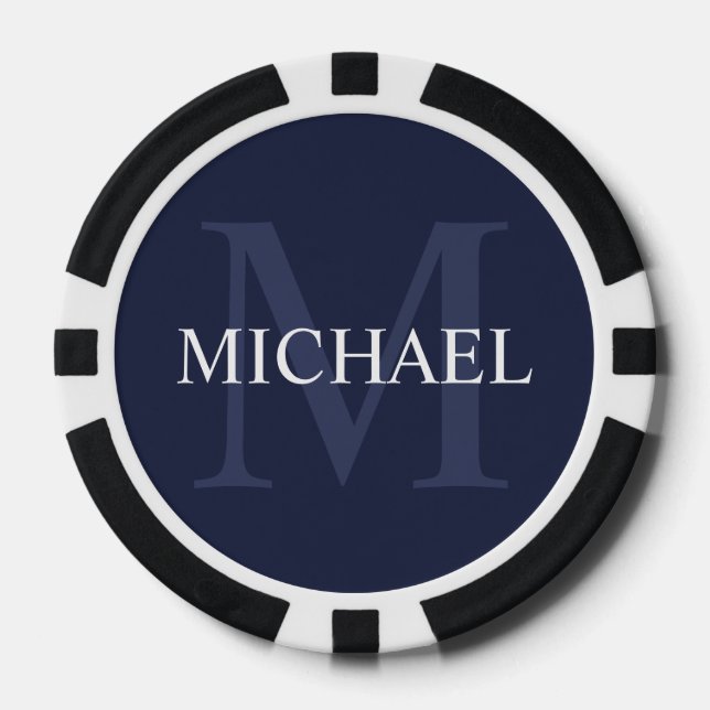 Classic Personalized Monogram and Name Poker Chips (Front)