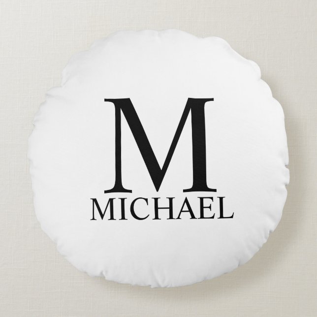Classic Personalized Monogram and Name Round Pillo Pillow (Front)