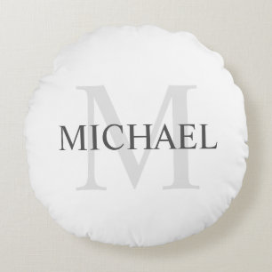 Classic Personalized Monogram and Name Round Pillow