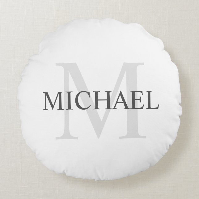 Classic Personalized Monogram and Name Round Pillow (Front)