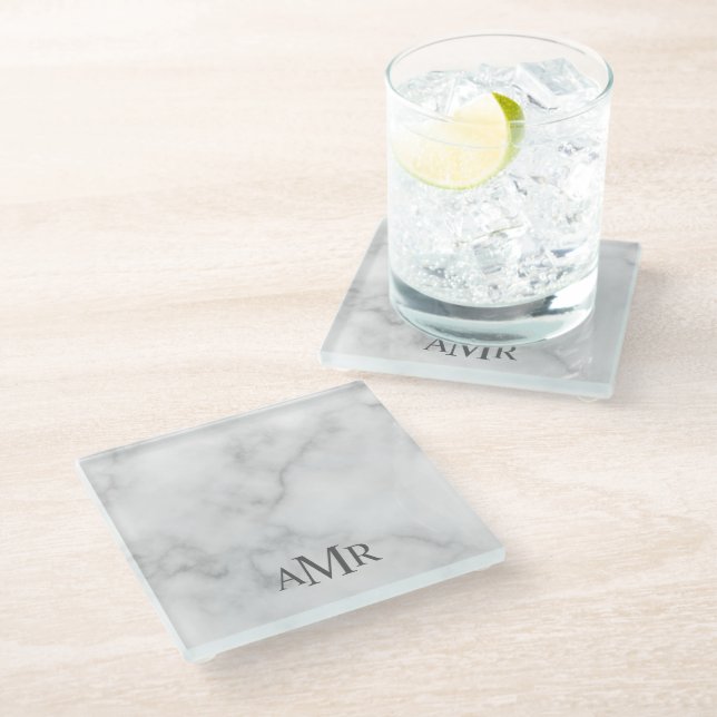 Classic Personalized Monogram Glass Coaster (Angled)