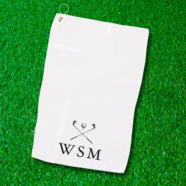 Classic Personalized Monogram Golf Clubs Golf Towel (Creator Uploaded)